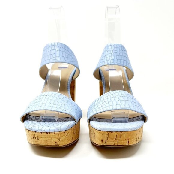 Charles by Charles David Sandals Women's 7.5 Baby Blue Croc-Embossed Platform - Picture 11 of 12